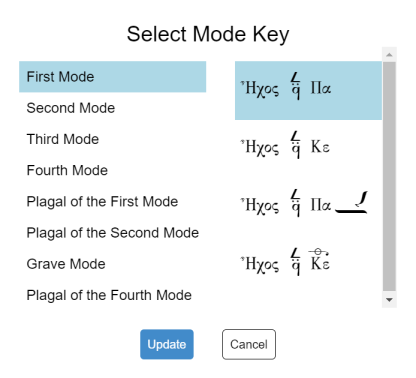 Mode Key Dialog