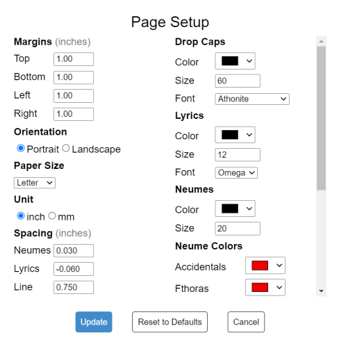 Page Setup Dialog